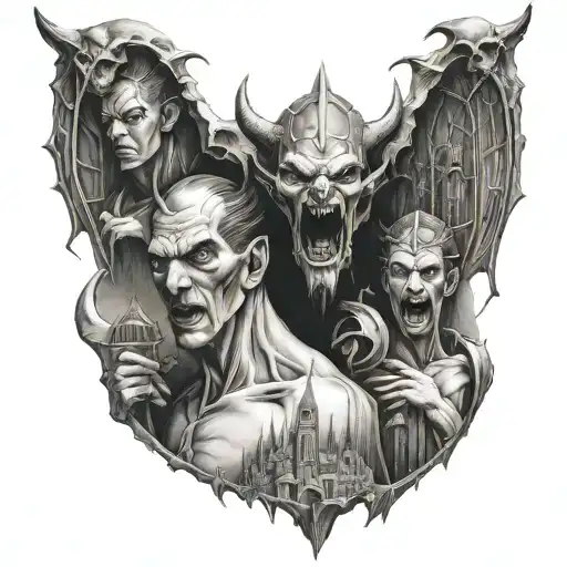 Demons Trapped In A Cathedral Realism Tattoo tattoo design idea