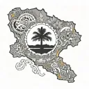 El Salvador, Dominican Republic country outline tattoo design idea