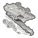 El Salvador, Dominican Republic country outline tattoo design idea