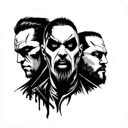 villains from far cry series inspired tattoo featuring vass, pagan min and Castillo tattoo design idea