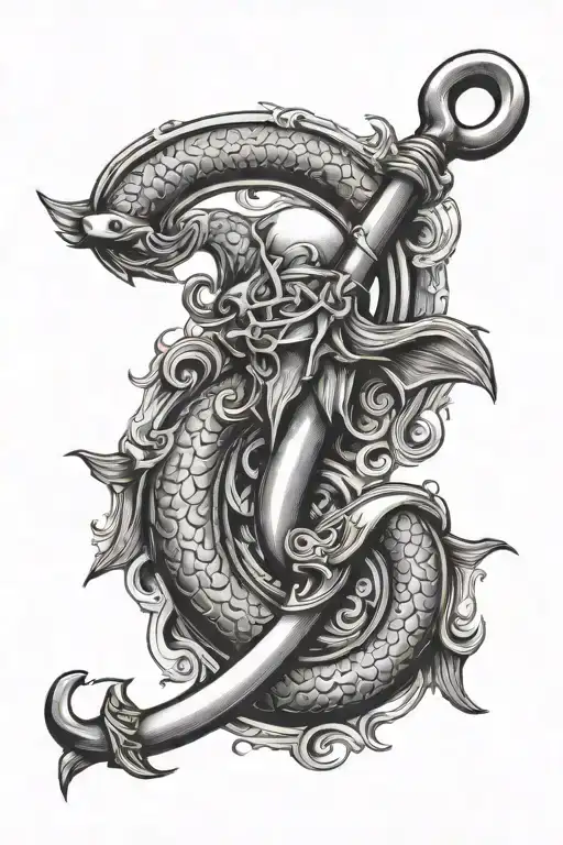 christ fish hook tattoo design idea