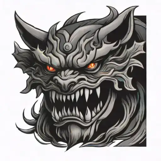 Wolf Oni Mask tattoo design idea