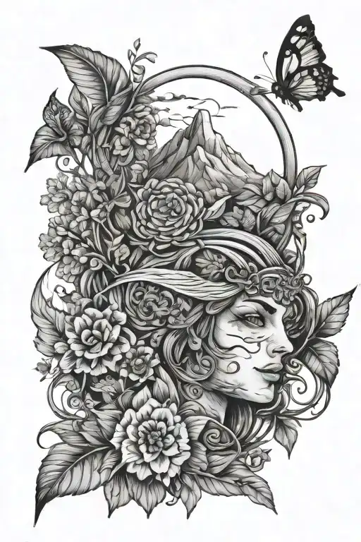 Gemini adventure and nature tattoo design idea