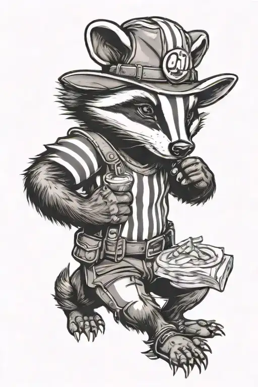 Bucky badger holding hun tattoo design idea