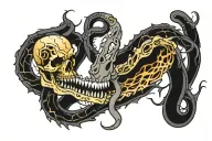 snake skeleton strike tattoo design idea