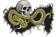 snake skeleton strike tattoo design idea