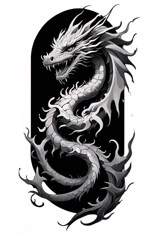fire air water earth spirit with dragon wrapped tattoo design idea