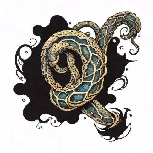 snake effect smoke coiled tattoo design idea