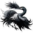 Japanese style smoke behind crane tattoo design idea
