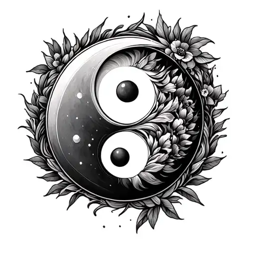 Life And Death Yin Yang tattoo design idea