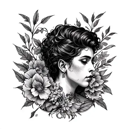 small neo trad style masc body, regrowth, no florals, moncchichi on top  tattoo design idea