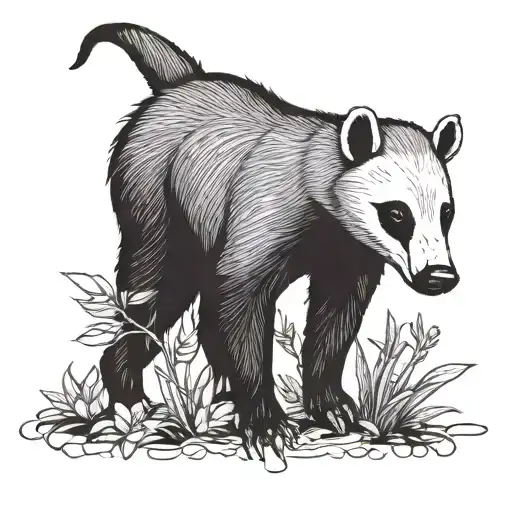 Help me yes. I want a tattoo of a tamandua, the honey bear, I want it to be in its natural attack position tattoo design idea