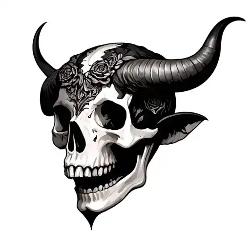 taurus and virgo combined skull tattoo design idea