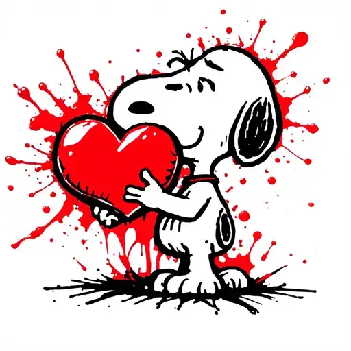 snoopy holding heart tattoo design idea