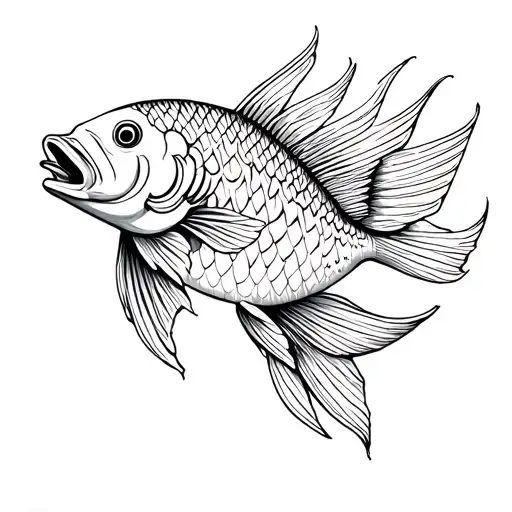 linework style. astrology, fish sign, love, respect, meaning tattoo on back tattoo design idea