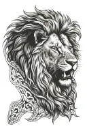 lion head roaring with Ethiopian country outline tattoo design idea