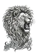 lion head roaring with Ethiopian country outline tattoo design idea