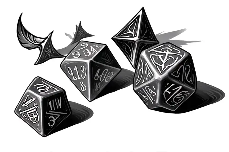 d20 dice baldur's gate 3 themed tattoo design idea