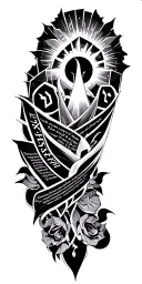 geometric filler Christian with some Hebrew scripture tattoo design idea