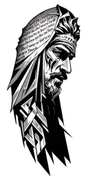 geometric filler Christian with some Hebrew scripture tattoo design idea