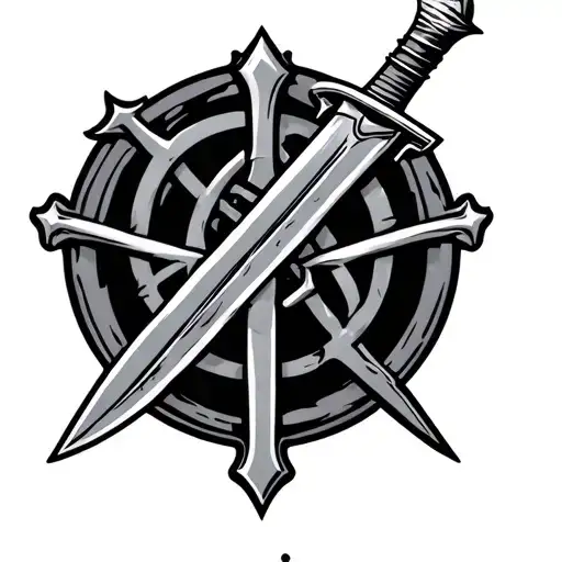 4L with dagger through symbol tattoo design idea