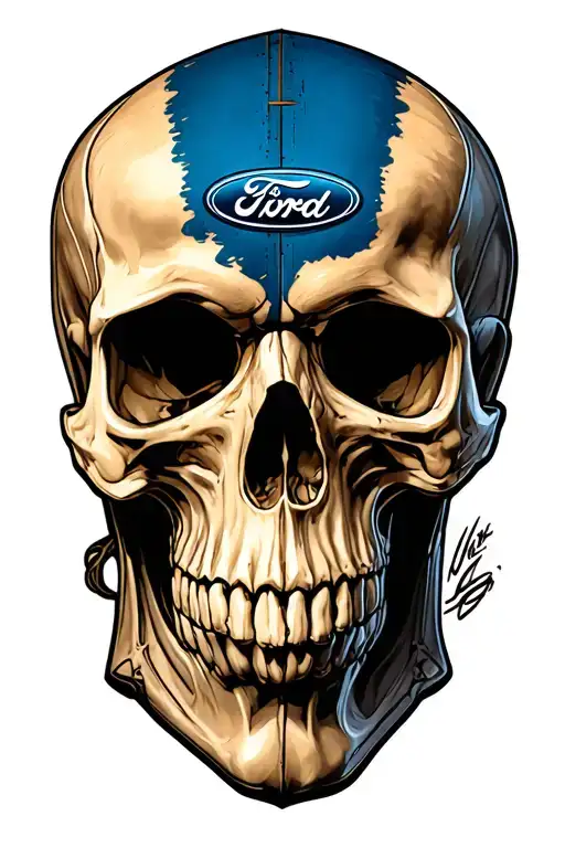 ford truck driver skull tattoo design idea