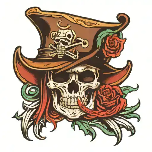 Jolly Roger Cowboy hat tattoo design idea