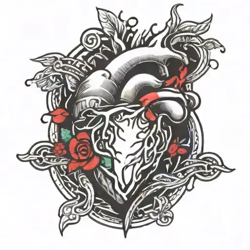 heartbeat with heart  tattoo design idea