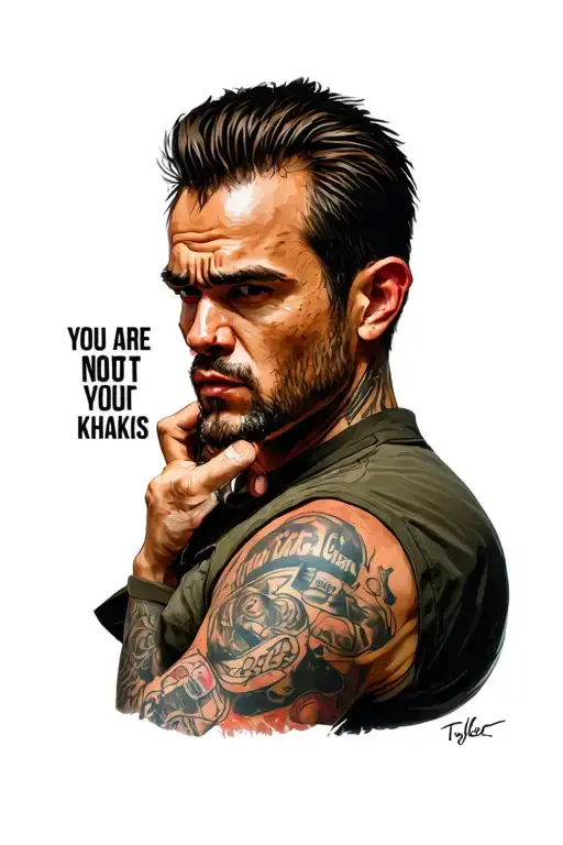 you are not your khakis fight club tyler durden tattoo design idea