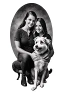 wife son and dog sitting tattoo design idea