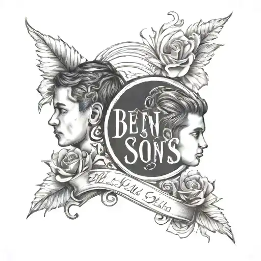 two sons names Ben and Will tattoo design idea
