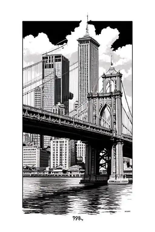 Boston skyline and bridge with 978  tattoo design idea