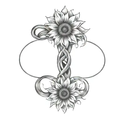 sunflower intertwined infinity symbols forming tattoo design idea