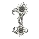 sunflower intertwined infinity symbols forming tattoo design idea