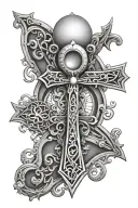 3d ankh symbol sun ray shading tattoo design idea