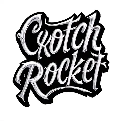 "Crotch Rocket" gang script font The letters tattoo design idea