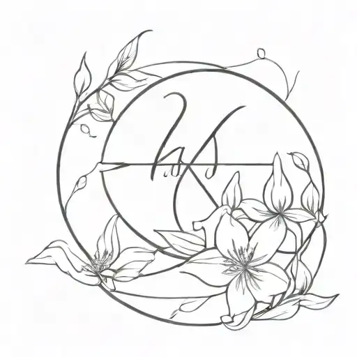 Ichthus and flowers tattoo design idea