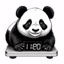 baby panda on a scale and a digital clock showing 1:17 tattoo design idea