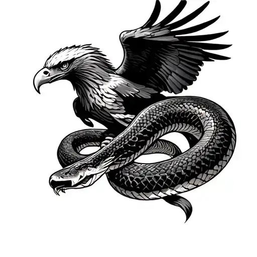 eagle attacks a snake tattoo design idea