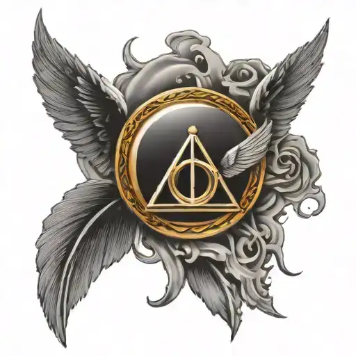 Golden Snitch and Deathly Hallows tattoo design idea