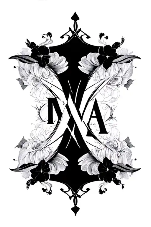 "I want it to be symmetrical" a symmetrical tattoo with the letters MVAM tattoo design idea