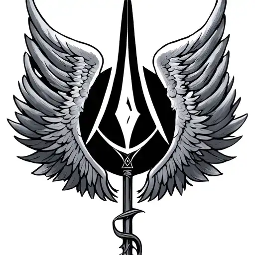 kabbalah + wings + trident symbol tattoo design idea