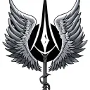 kabbalah + wings + trident symbol tattoo design idea