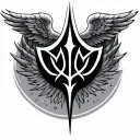 kabbalah + wings + trident symbol tattoo design idea