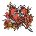 heart and dagger tattoo design idea