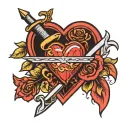heart and dagger tattoo design idea