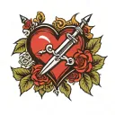 heart and dagger tattoo design idea