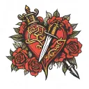 heart and dagger tattoo design idea