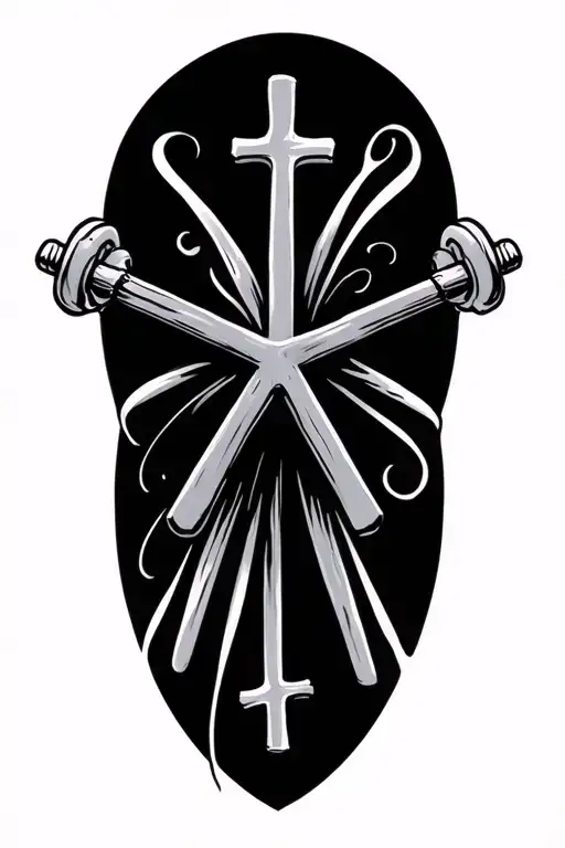 barbells and cross tattoo tattoo design idea