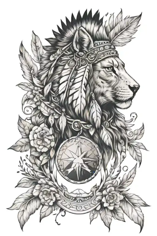 Create a tattoo design that merges elements of ancestral medicine, spirituality, and the power of femininity, with a nod to the wisdom of Native American animal symbolism tattoo design idea